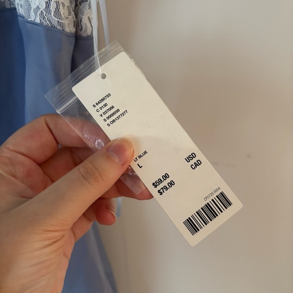 brand new! urban outfitters periwinkle & white lace bow silk satin slip dress🤍 - Picture 7 of 8